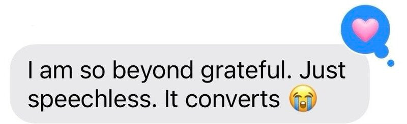 Customer message about their first digital product sale